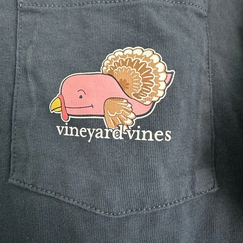 Vineyard Vines Kids Navy THANKSGIVING WHALE LS Shirt Boys L (16) - Picture 2 of 4